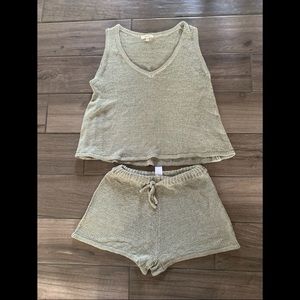 Knit short set. Color is like a sage green. NWOT size small